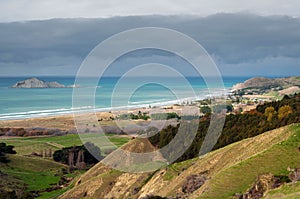 View on Waimarama Beach and Bare Island