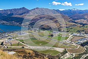 View of Wakatipu lake and Queenstown valley from Remarkables