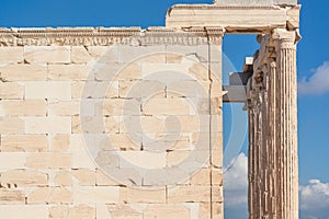 View of a wall in the Acropolis of Athens