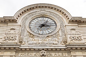 View of wall clock in D`Orsay Museum. D`Orsay - a museum on left bank of Seine, it is housed in former Gare d`Orsay