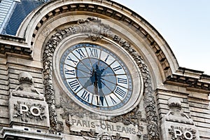 View of wall clock in D`Orsay Museum, Paris, France