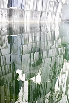 View of a wall after the extraction of the marble