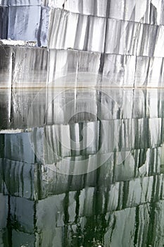 View of a wall after the extraction of the marble