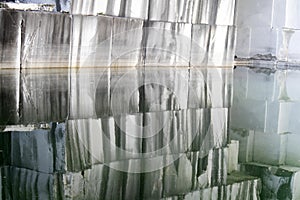 View of a wall after the extraction of the marble