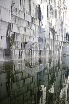 View of a wall after the extraction of the marble