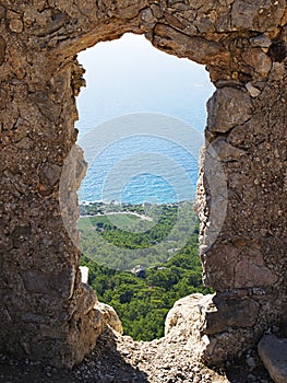 View through the wall opening