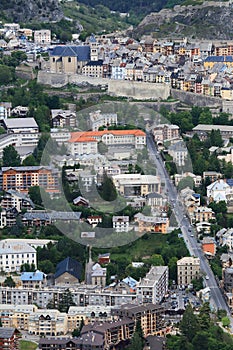 View upon walled city Briancon in Hautes Alpes Valley, France