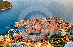 View of the walled city of Dubrovnik from SrÄ‘.