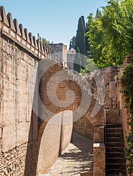 View of walls in Alhambra in Granada in Spain photo