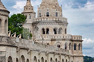 View at walls and buildings of Budapest Fisherman Bastion