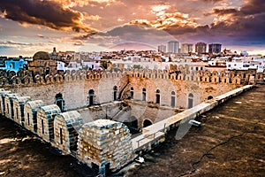 View from the walls of the fortress of Ribat of Sousse in Tunisia.