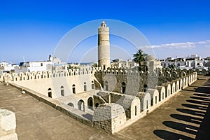 View from the walls of the fortress of Ribat of Sousse in Tunisia in the city