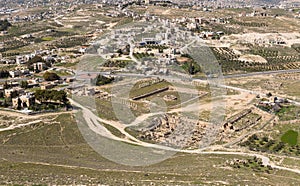 View  from the walls of the ruins of the palace of King Herod - Herodion of the the ruins of the lower part of the palace and