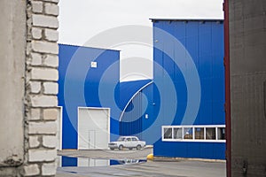 View of the warehouse hangars from the outside