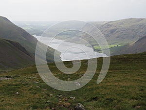 View of wast water from scafell pike, lake district, cumbria