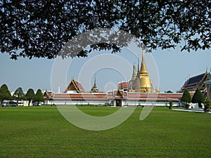 View of Wat Phra Kaew or the Temple of the Emerald Buddha. Bangkok, Thailand.