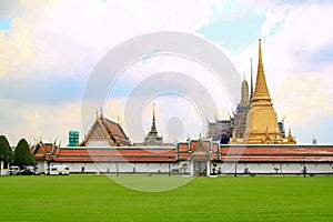 View of Wat phra kaew temple landmark in bangkok at thailand