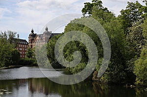 View of the water moat of the Kastellet fortress in Copenhagen