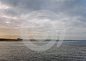 View from water pier to Baltic sea in Swinoujscie