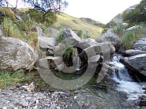 Water stream at a reserve near Villa de Merlo, Argentina photo