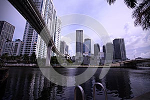 View from the Water Under the Metro Rail Bridge in Brickell