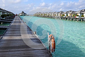 View at the water villas of Villa Park resort on Ari atoll, Maldives