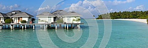 View at the water villas of Villa Park resort on Ari atoll, Maldives