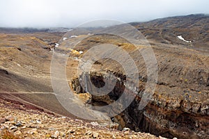 View of the waterfall in the canyon `Dangerous`. Kamchatka.