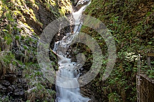 View of a waterfall with long exposure and motion blur