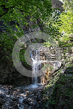 View of a waterfall with long exposure and motion blur