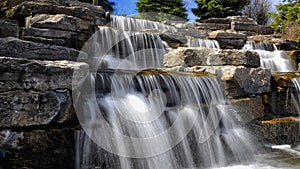 View of waterfall in Richmond Green Sports Centre and Park. Beautiful, scenic and very attractive for visitors