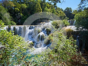 View of the waterfalls and cascades of Skradinski Buk on the Krka river. Krka National Park