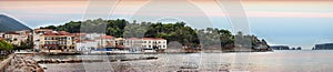 View of the waterfront of Pylos at sunset, Greece photo