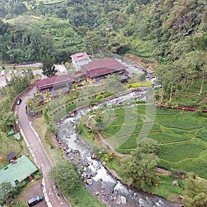 View of waterstream and villas