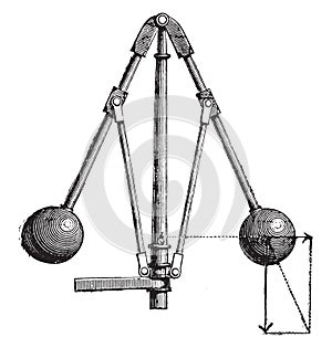 View of the Watt regulator, vintage engraving