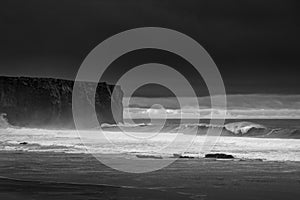 View of the waves breaking at the Tonel Beach Praia do Tonel during a storm