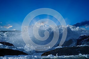 A view of waves surging on the Oregon coast