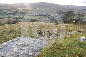 View of Weardale from the southern hillside over St John`s chapel, County Durham photo