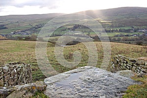 View of Weardale from the southern hillside over St John`s chapel, County Durham photo