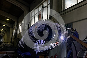View of the welding procedure qualification and welder test for pipe HL-045 or 6G position.