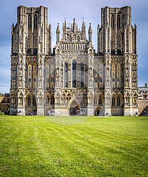 View of Wells Cathedral is in Wells, Somerset, England
