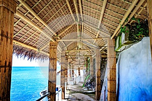 View of West Cove Resort made of bamboo, which is famous landmark in Boracay Island in the Philippine