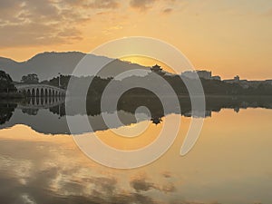 View of West Lake Park in the morning in Quanzhou, China