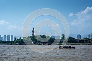 View of the West Pagoda on the Jiangxin island in Wenzhou in China - 2