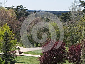 View of West Park or Parque del Oeste in Madrid, Spain
