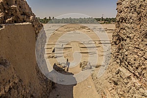 View from Western Deffufa, adobe temple ruins in the ancient city Kerma, Sud photo
