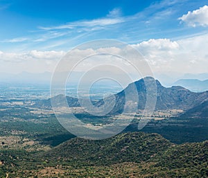 View of Western Ghats mountains, India