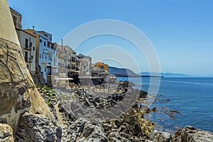 A view westward down the shore of Cefalu, Sicily photo