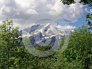 View of the Wetterstein Mountains in Bavaria, Garmisch-Partenkirchen.
