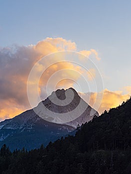 View of the Wetterstein Mountains near Mittenwald, Germany